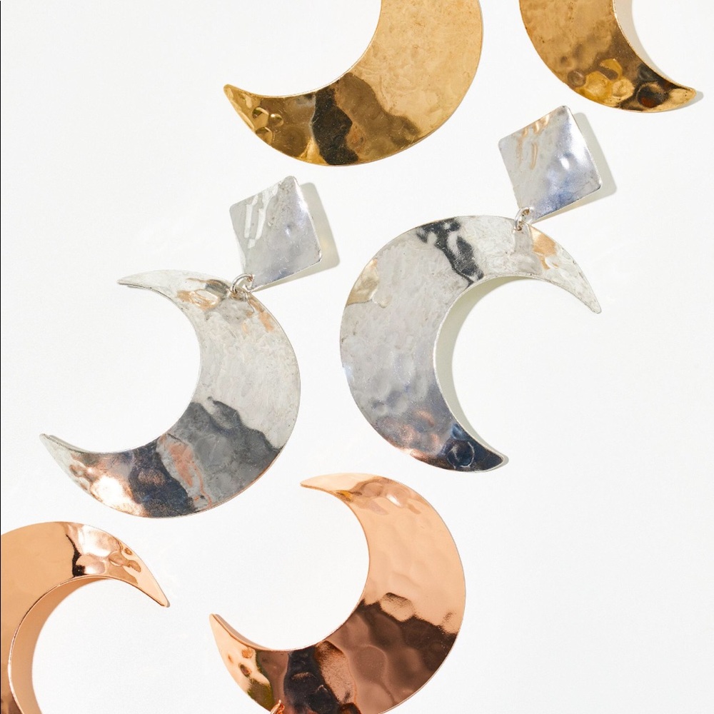 Free People Silver Moon Crescent Earrings